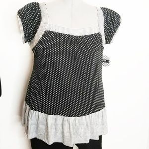 Women's Illusion Polka Dot Knit Shirt NWT Size L
